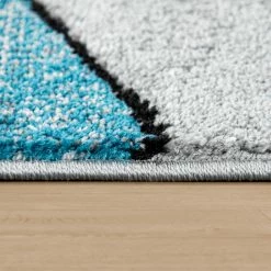 Xrugs Grey And Turquoise Rug Thick Contour Cut Pattern Runner Large Small Area Carpet Runners