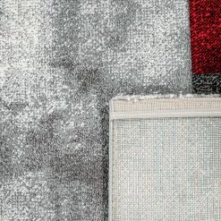 Xrugs Grey And Red Rug Check Geometric Pattern Thick Living Room Carpet Runner Mat Runners