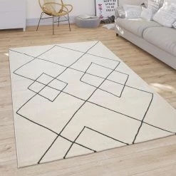 Xrugs White Cream Rug Geometric Diamond Pattern Retro Vintage Carpet Large Runner Mat