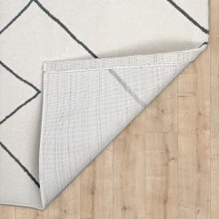 Xrugs White Cream Rug Geometric Diamond Pattern Retro Vintage Carpet Large Runner Mat