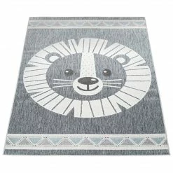 Xrugs Outdoors Kids Rug Grey Lion 3D Print Decking Garden Children Patio Play Room Mat