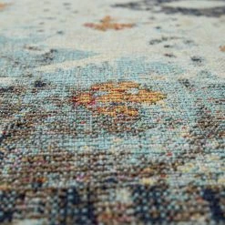 Xrugs Outdoor Rug Large Teal Blue Oriental Diamond Pattern Patio Garden Decking Mats Outdoor Rugs