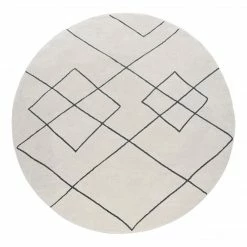 Xrugs White Cream Rug Geometric Diamond Pattern Retro Vintage Carpet Large Runner Mat