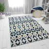 Xrugs Cream Blue Green Rug Geometric Diamond Pattern Carpet Runner Modern Small Large