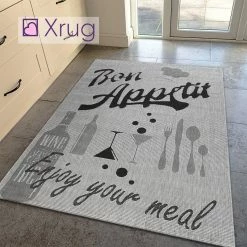 Xrugs Grey Kitchen Rug Flat Weave Carpet Flat Pile Mat Small Extra Large Hard Wearing Carpet Modern
