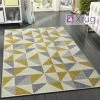 Xrugs Modern Mustard Yellow Grey Rugs Geometric Pattern Woven Low Pile Carpet Living Room & Bedroom Floor Mats