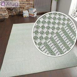 Xrugs Green Cream Cotton Rug Flatweave Carpet Striped Braided Pattern Washable Carpet Living Room Bedroom Mat Small Extra Large Hallway Runner Cotton Rugs