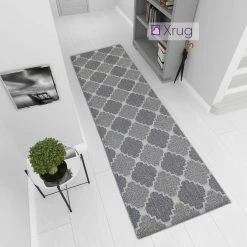 Xrugs Cotton Runner Rug Moroccan Trellis Pattern Washable Hallway Long Carpet Woven Hall Mat -75x300cm