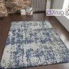 Xrugs Cotton Rug Navy And Grey Flatweave Mottled Small Extra Large XL Woven Mat Living Room Bedroom Carpet Abstract Oil Painting Pattern