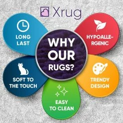 Xrugs Modern Rug Grey Purple Black Cream Checkered Design Contour Cut Woven Carpet Mat For Living Room & Bedroom