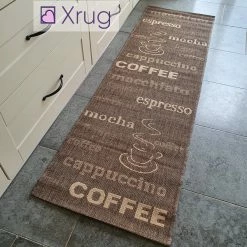 Xrugs Kitchen Rug Runner Hallway Hard Wearing Carpet Brown Flat Pile Sisal Look Patterned Indoor Mat