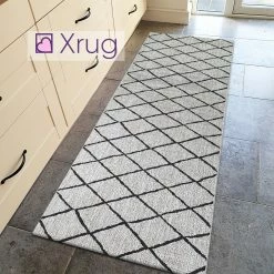 Xrugs Kitchen Grey Cream Rug Flat Weave Jute Look Berber Pattern Carpet Mat Small Large Runner